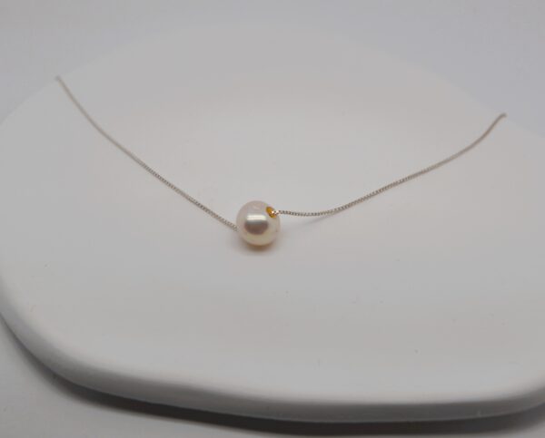 Sterling Silver Round Pearl Necklace