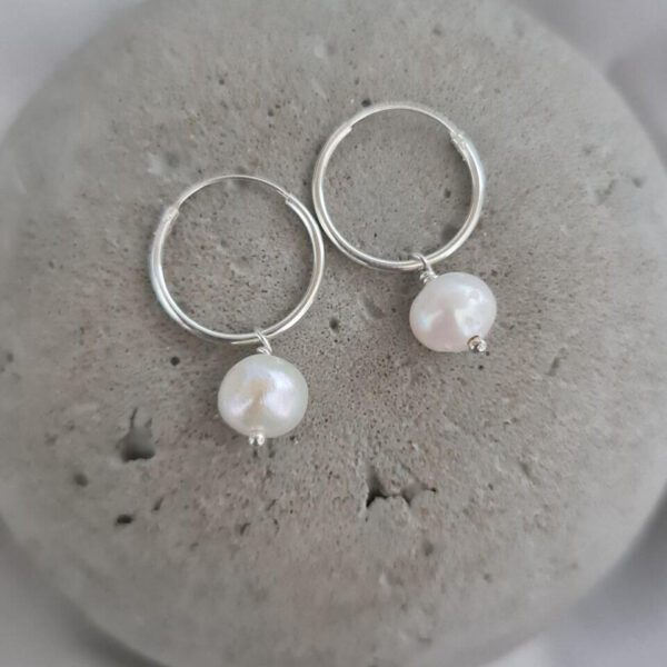 Sterling Silver Round Pearl Earrings