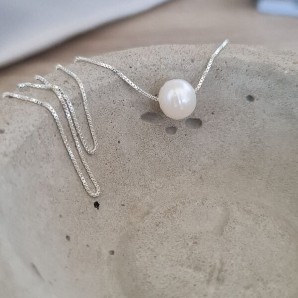 Sterling Silver Round Pearl Necklace