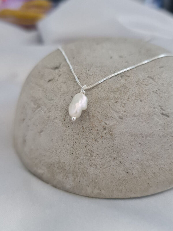 Long Pearl Sterling Silver Necklace - Image 2