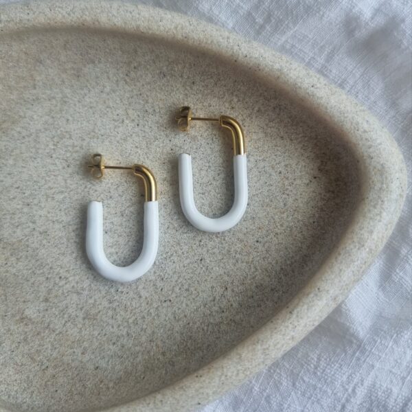 Rectangle Dip Gold Earrings