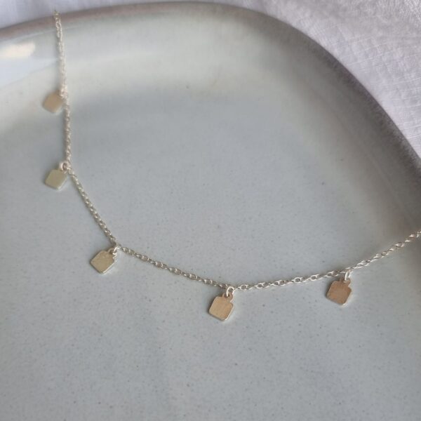 Silver Cube Charm Necklace
