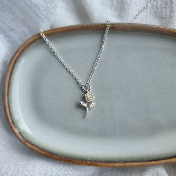 Sterling Silver Rose Necklace
