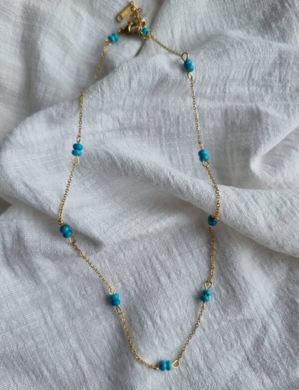 Turquoise Stone Gold Necklace - Image 2