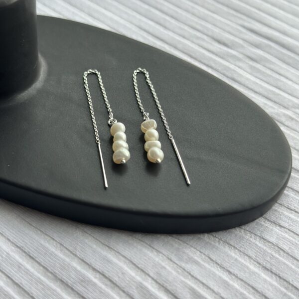 Tiny Pearl Thread Through Earrings