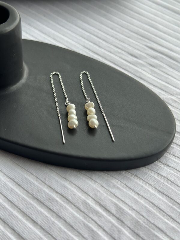 Tiny Pearl Thread Through Earrings
