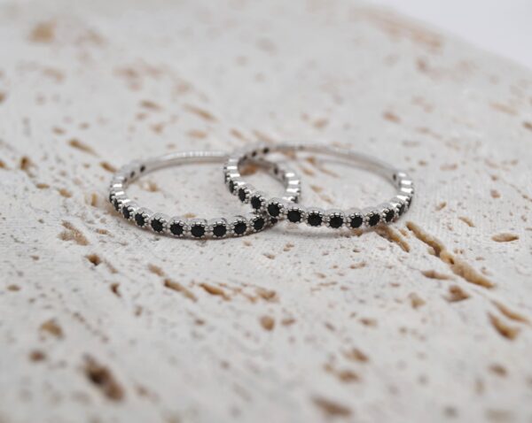 Dainty Black Silver Ring