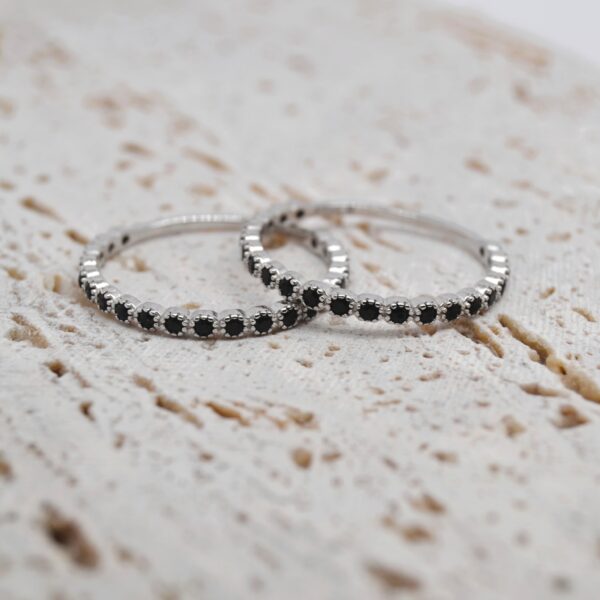 Dainty Black Silver Ring