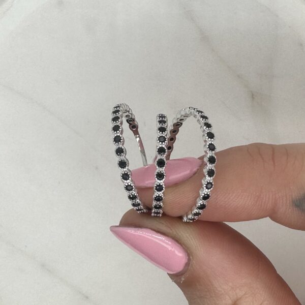 Dainty Black Silver Ring