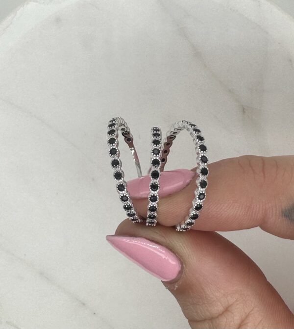 Dainty Black Silver Ring