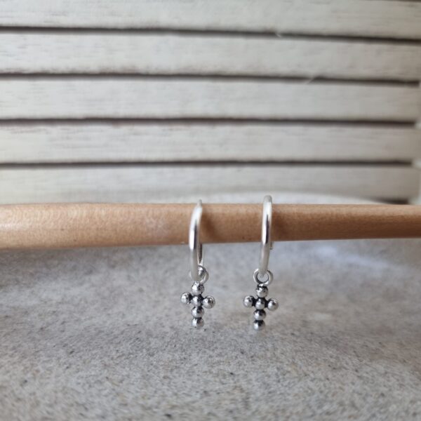 Silver Tiny Cross Earrings