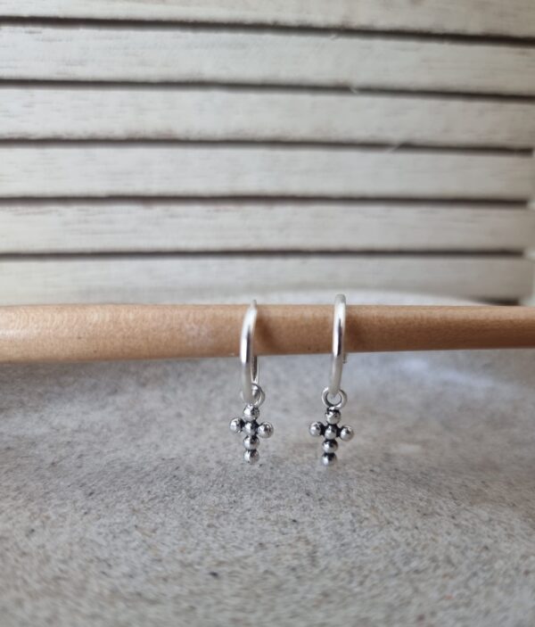 Silver Tiny Cross Earrings
