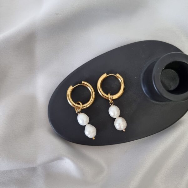 Double Pearl Gold Huggies