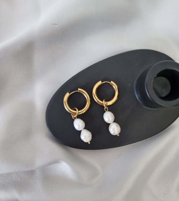 Double Pearl Gold Huggies