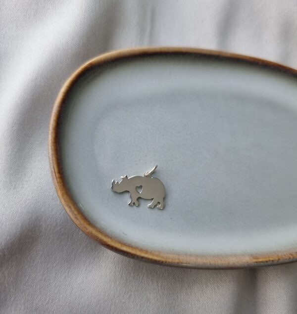 Silver Rhino Charm