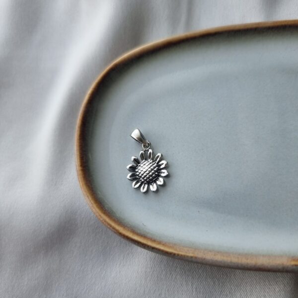 Silver Sunflower Charm