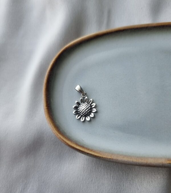 Silver Sunflower Charm
