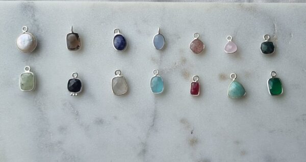 Natural Stone Silver Charms