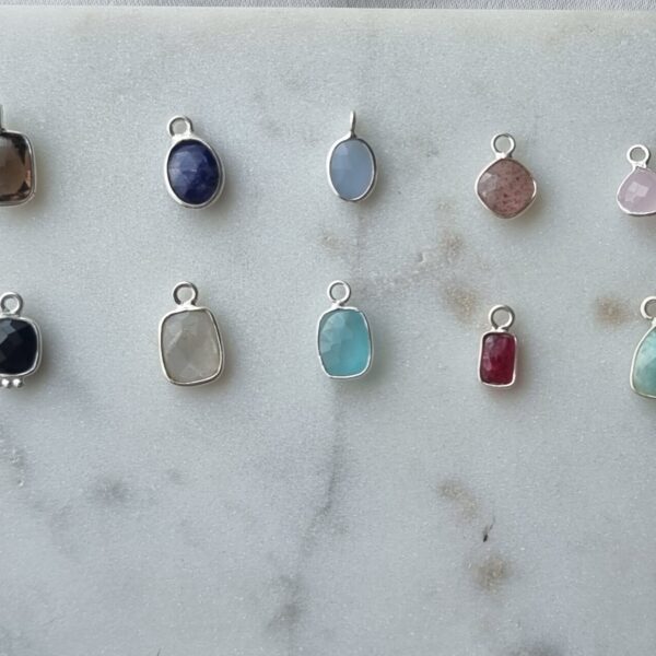 Natural Stone Silver Charms