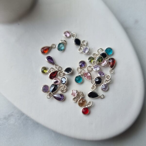 Colored Stones Silver Charm