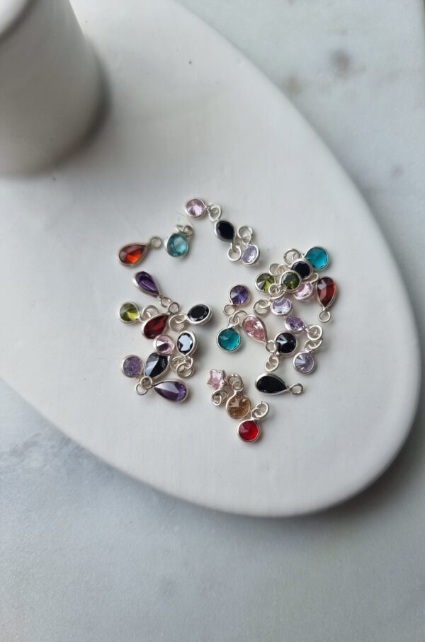 Colored Stones Silver Charm