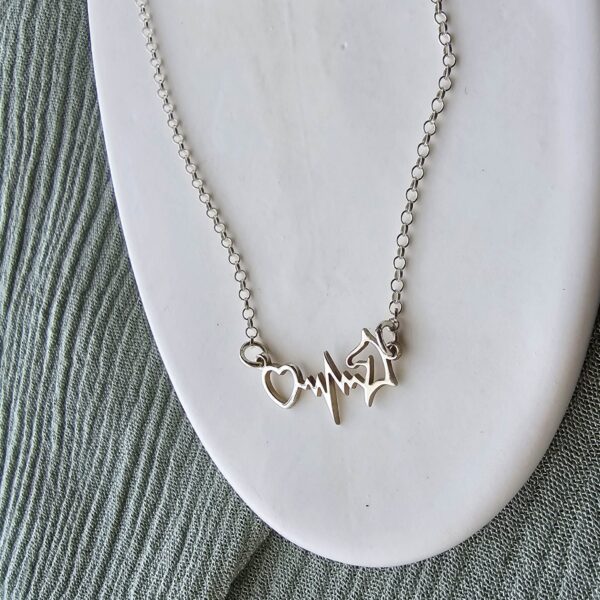 Silver Heartbeat Horse Necklace
