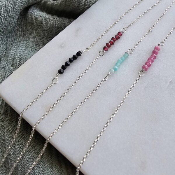 Colored Stone Silver Anklet