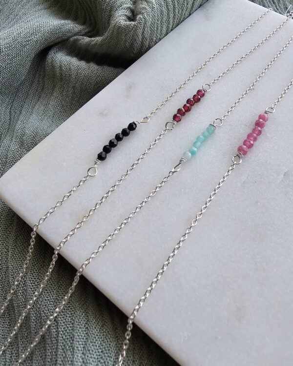 Colored Stone Silver Anklet