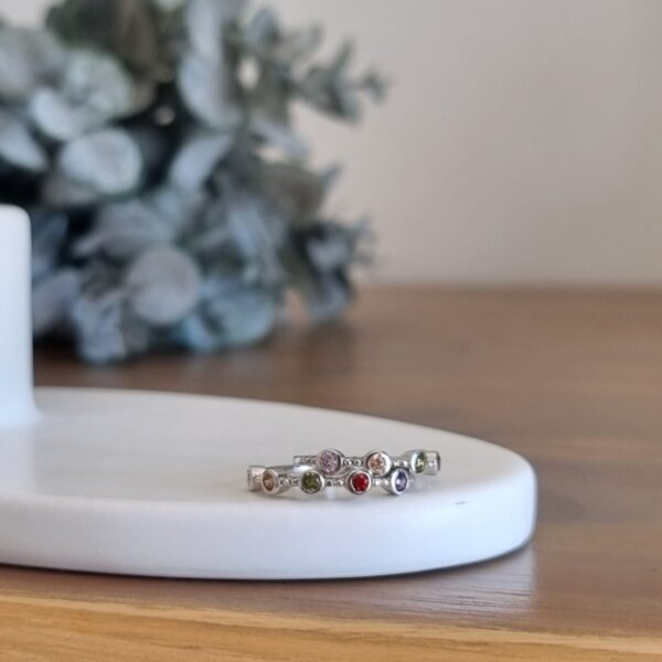 Rainbow Dot Silver Ring
