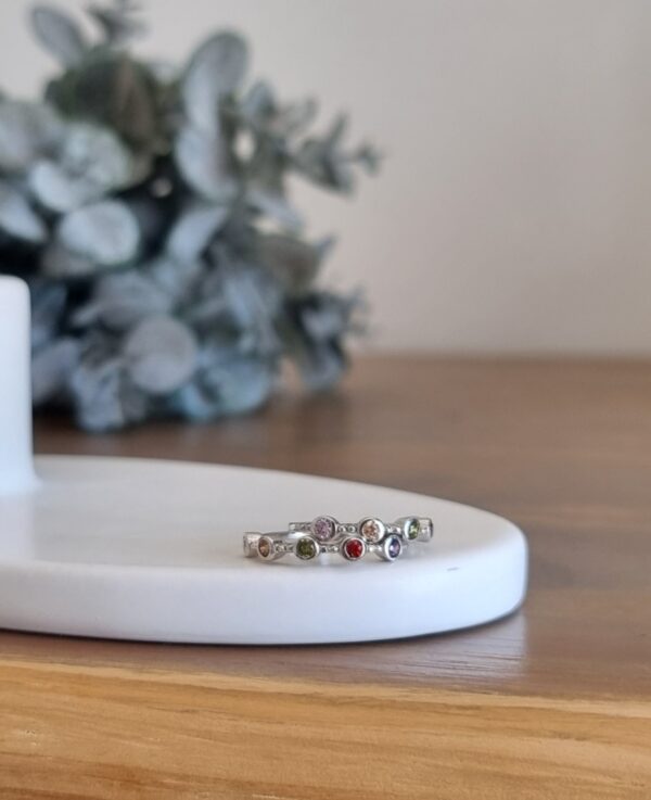 Rainbow Dot Silver Ring