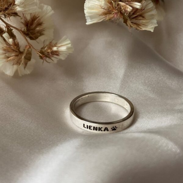 Silver Name and Paw Ring