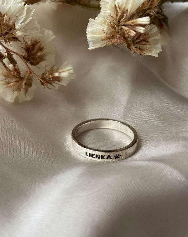 Silver Name and Paw Ring