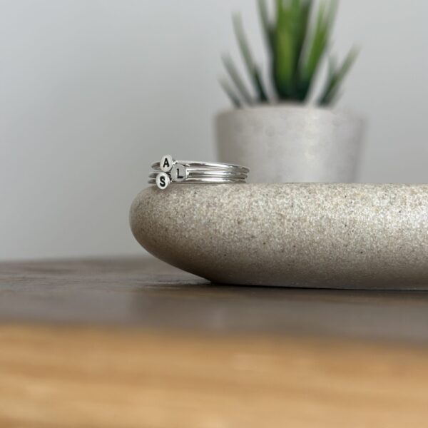 Tiny Silver Initial Rings