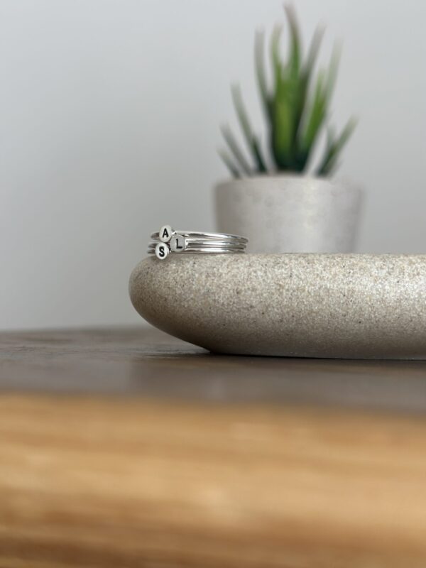 Tiny Silver Initial Rings