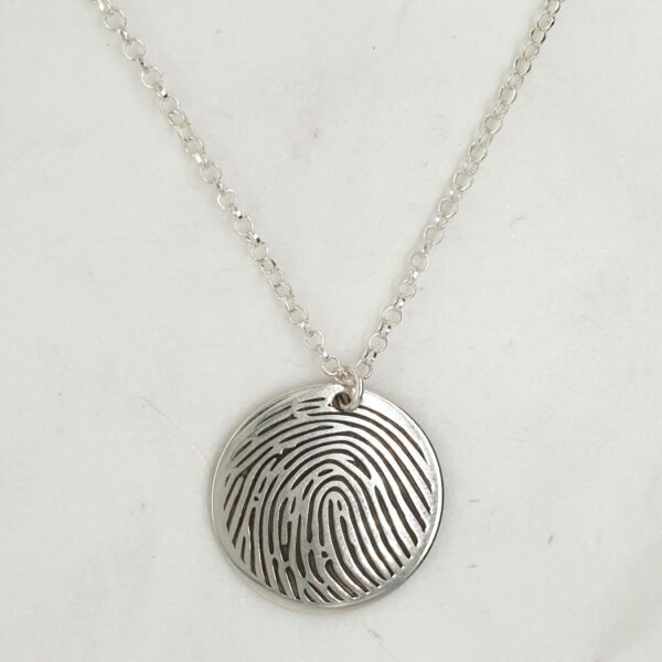 Fingerprint, Name, and Date Necklace