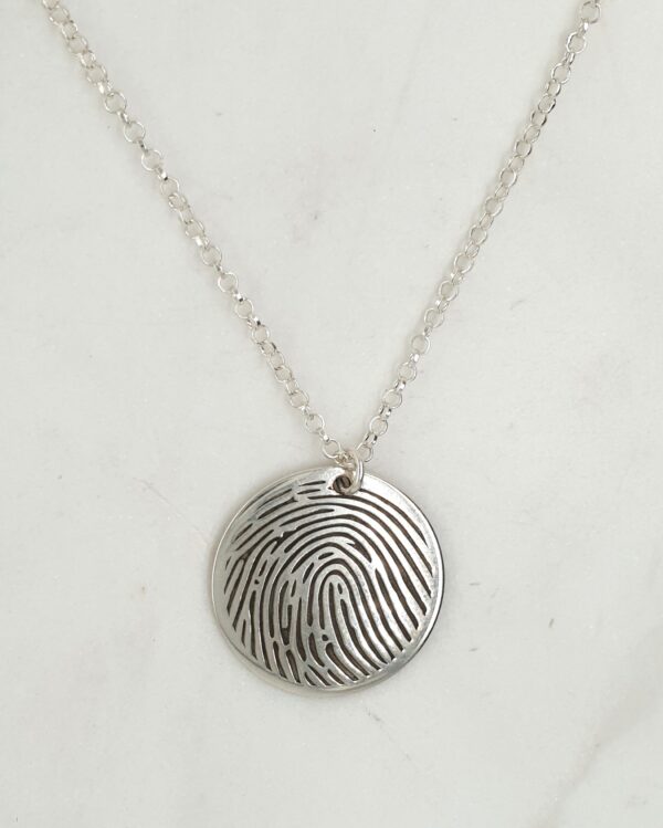 Fingerprint, Name, and Date Necklace