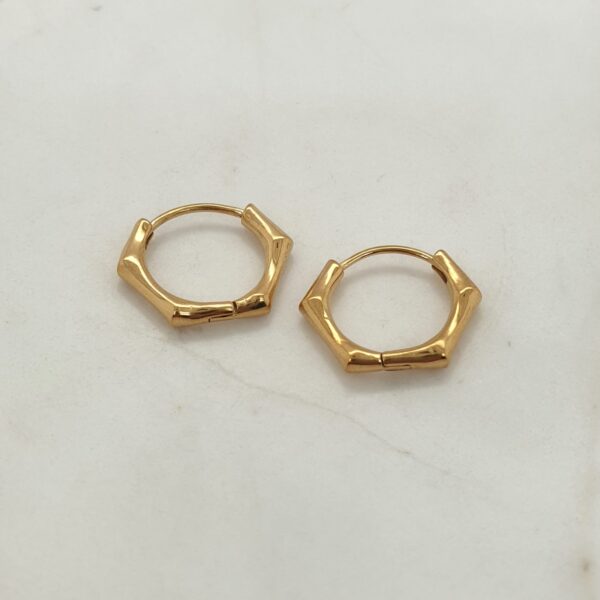 Gold Plated Hexagon Huggies