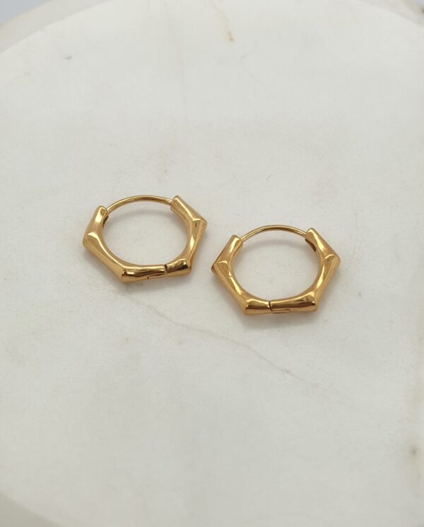 Gold Plated Hexagon Huggies
