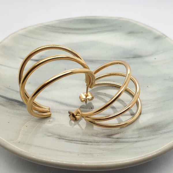 Gold Triple Hoop Earrings