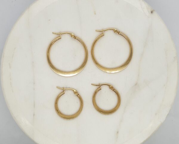 Gold Plated Flat Hoops - Image 2
