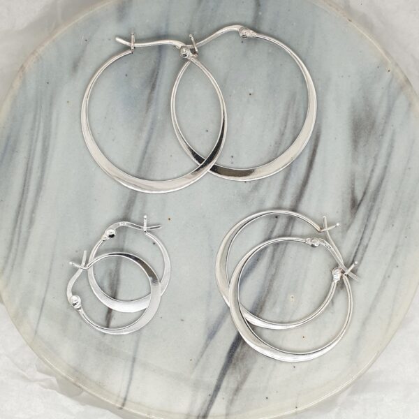 Flat Silver Hoops