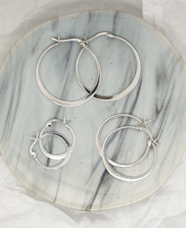 Flat Silver Hoops