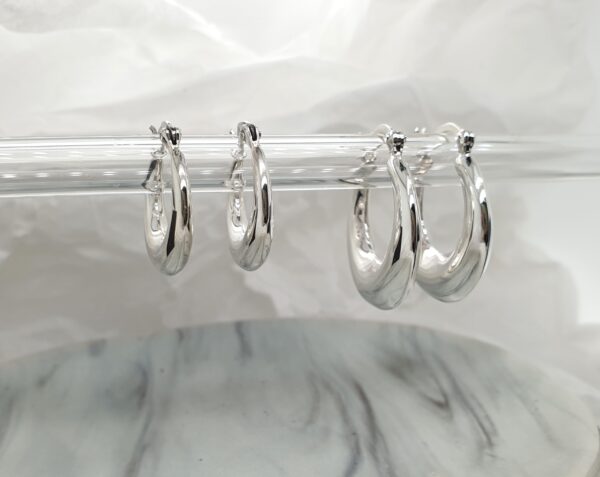 Silver Chunky Hoops - Image 2