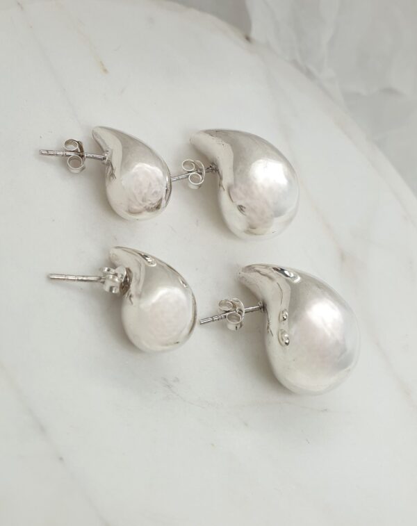 Silver Chunky Teardrop Earrings - Image 2