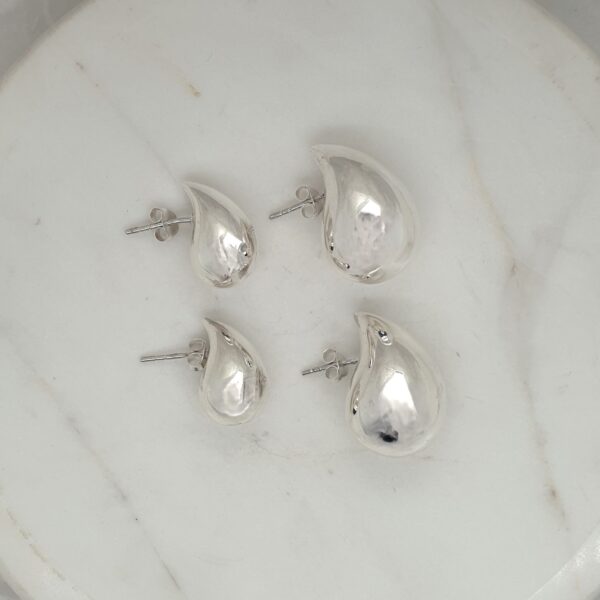 Silver Chunky Teardrop Earrings