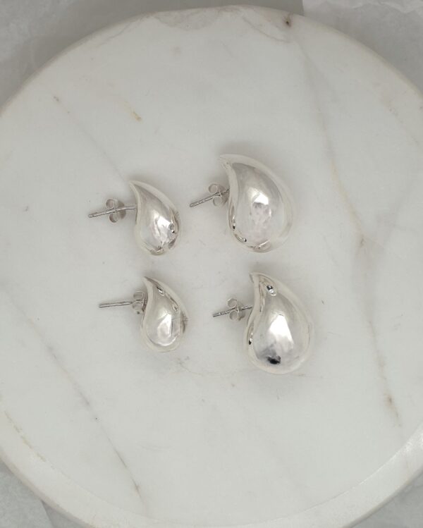 Silver Chunky Teardrop Earrings