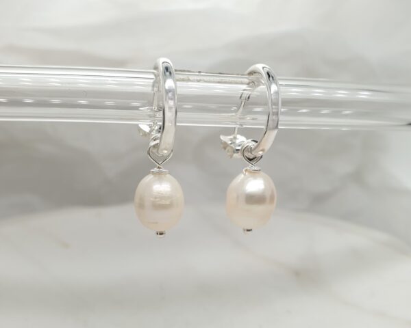 Silver Modern Pearl Earrings