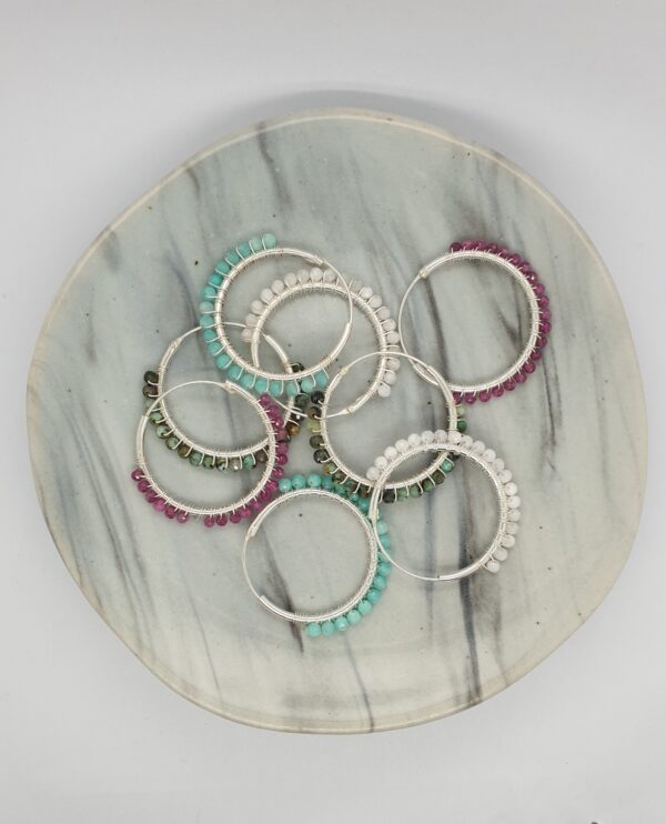 Natural Stone Silver Hoops