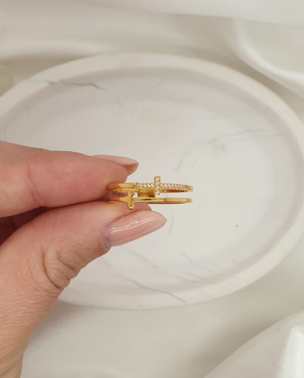 Double Cross Gold Ring