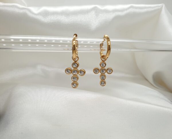 Bling Gold Cross Earrings